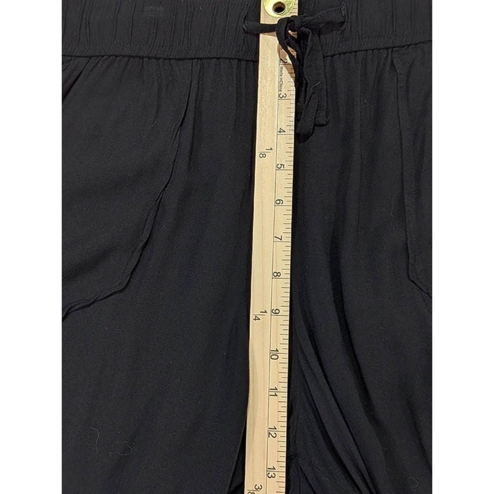 A.N.A Wide Leg Crop Pants Womens L Black Lagenlook Loungewear Travel Gaucho - Picture 6 of 11